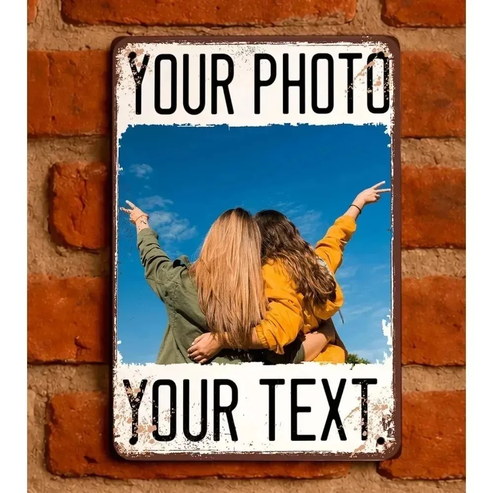 1pc 20×30cm 2D Flat Customizable Vintage Rust Metal Plaque Custom Photo & Text Waterproof Indoor Outdoor Wall Decor Gift