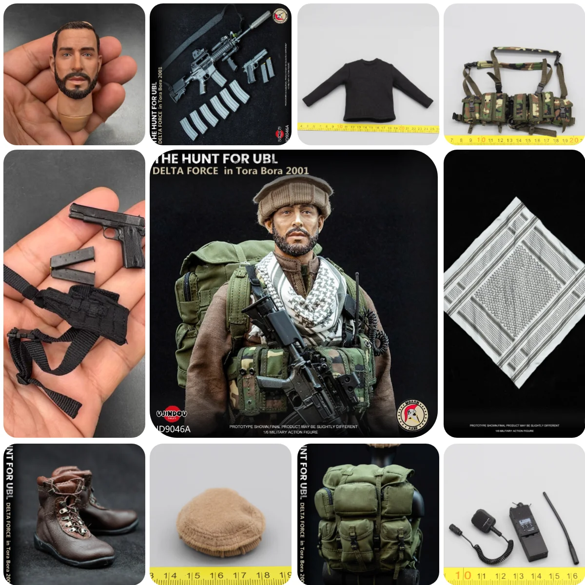 UD9046A UJINDOU 1/6 الولايات المتحدة. دمية الجندي عمل الشكل في أفغانستان رئيس كبير كبير حقيبة ظهر تحمل على الكتف حقيبة حذاء لدمية 12 "