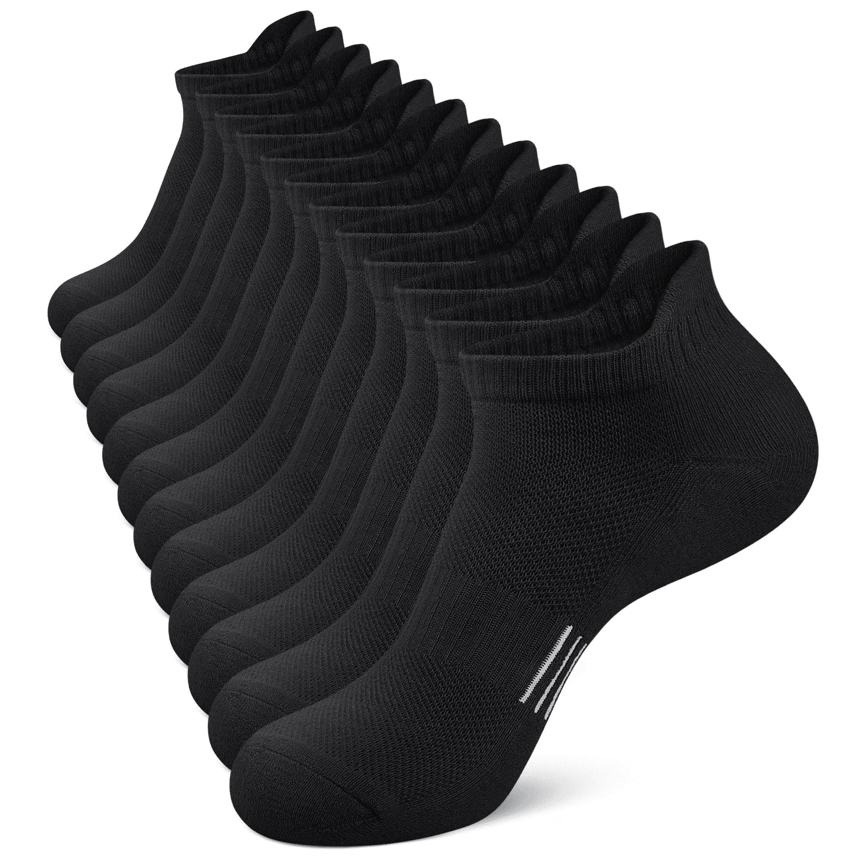 Mens Black Low‑Cut Ankle Athletic Running Socks 6 Pairs Cushioned Comfort Socks Size 6‑12 Breathable Sports Accessory