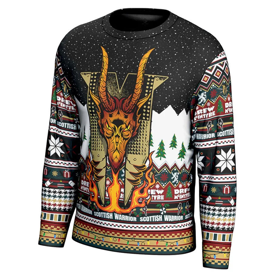 Men's Black Drew McIntyre Ugly Sweater Classic Fashion Versatile Breathable Moisture Wicking Suitable for Christmas Movie Night