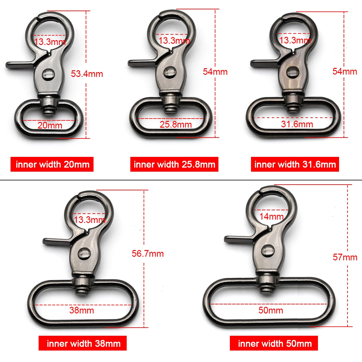 Metal Carabiner Snap Hook Swivel Lobster Clasps Trigger Clip O Ring Buckle Bag Strap Belt Parts Dog Pet Leash Accessories