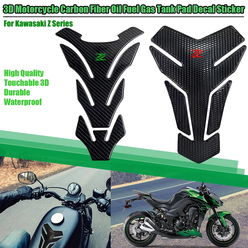 

Для KAWASAKI Z400 Z500 Z750 Z800 Z900 Z1000 3D углеродное волокно, масляный топливный бензобак, накладка на бак, защитная наклейка с логотипом Z