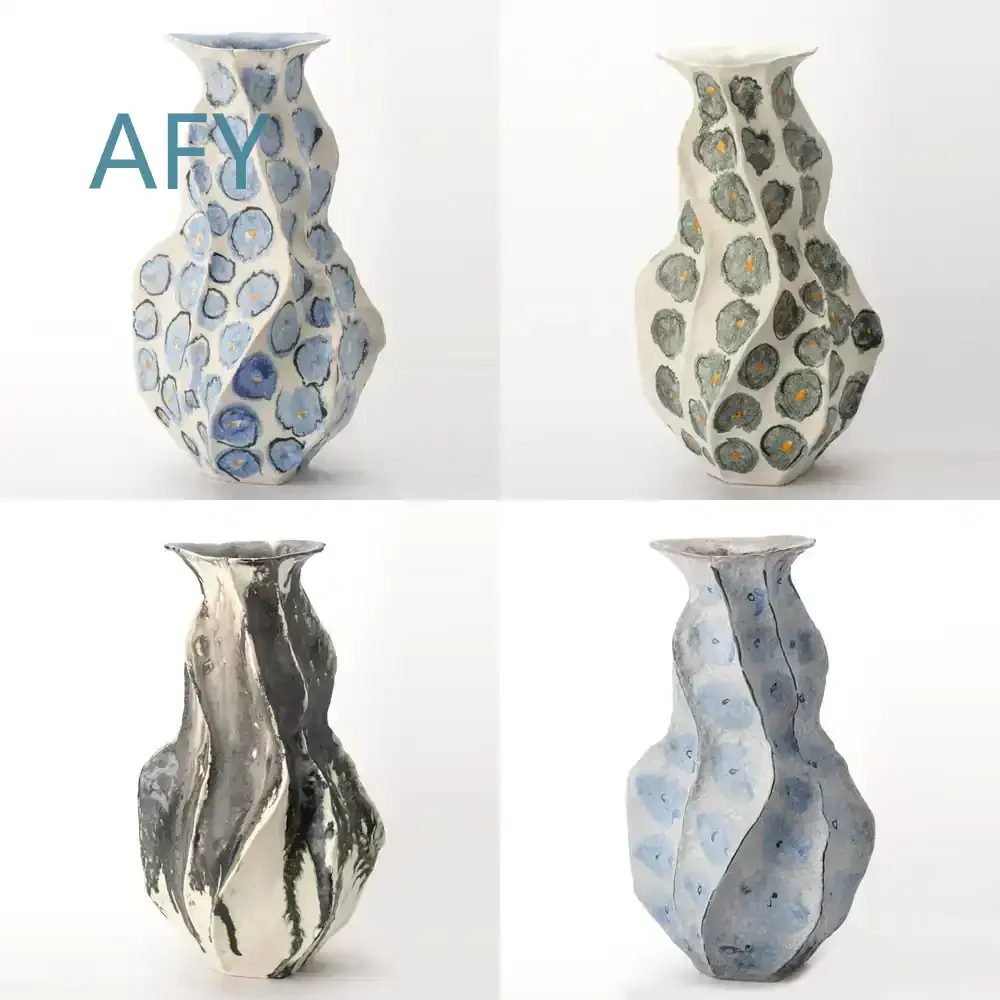 Hand Painted Ceramic Vase for Jingdezhen Export for Rustic Minimalist Aesthetic Home Decor for Wabi Sabi Boho Interior Design