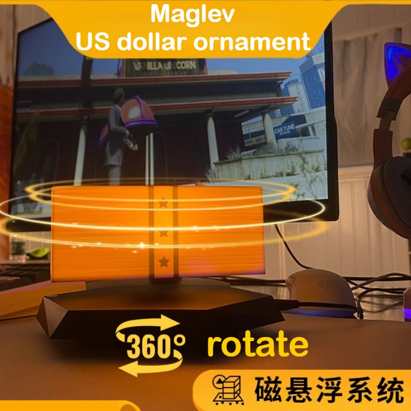 7 Colors  Magnetic Levitation US Dollar Black Technology Ambience Night Light Decoration， Good  Gift