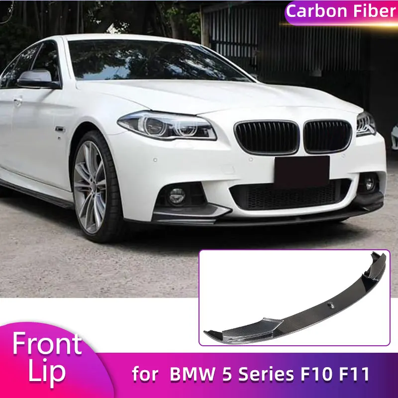 Carbon Fiber Front Bumper Lip Spoiler for BMW 5 Series F10 F11 M-Sport 528i 550i 2013-2016 Car Front Lip Chin Apron Body Kit