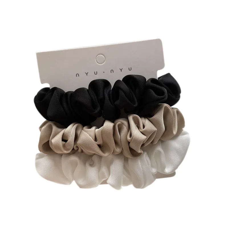 3Pcs/set Silk Satin Scrunchies Women Solid Color Hair Rope Elegant Ponytail Holder Rubber Band Elastic Hairband Hair Accessories