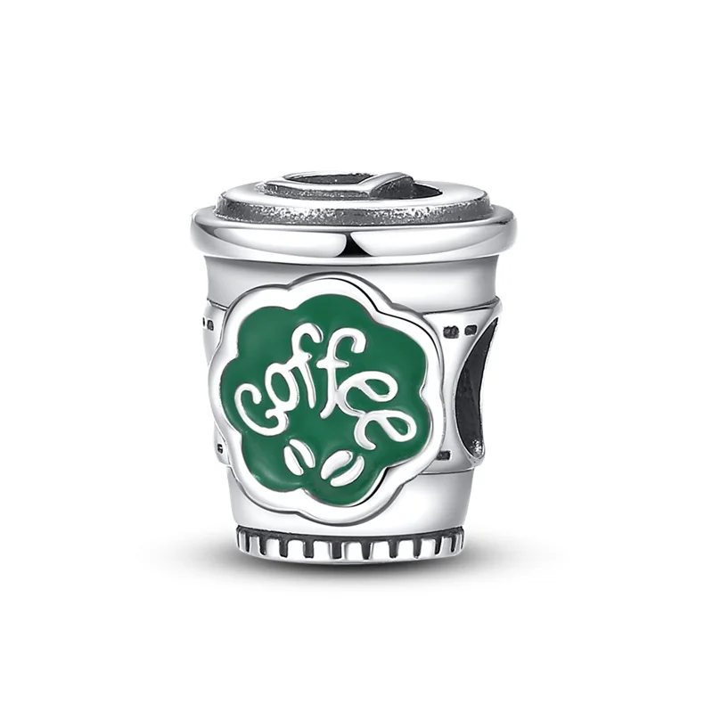 Fashion 925 Sterling Silver Afternoon Tea Coffee Cup Charms Bead Fit Original Bracelet DIY Women Engagement Jewelry Gift