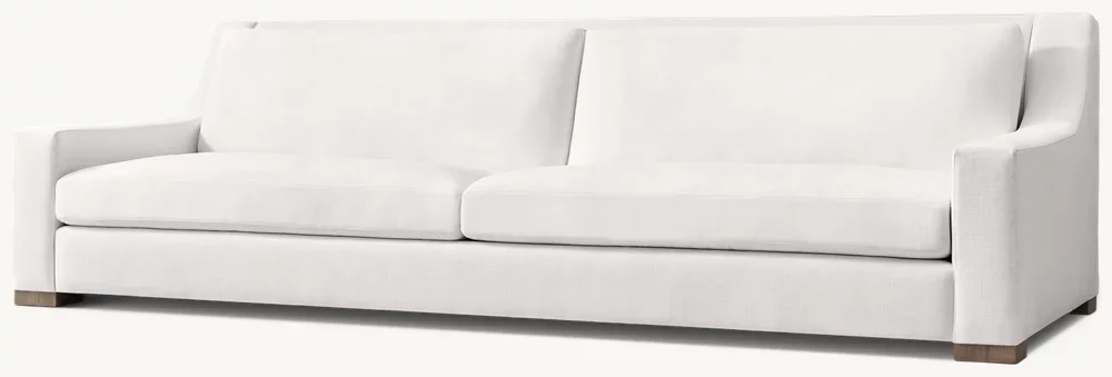 Square Arm Upholstered Sofa Tall Back Linen Fabric Sofa Modern Simple Living Room Cushioned Fabric Couch
