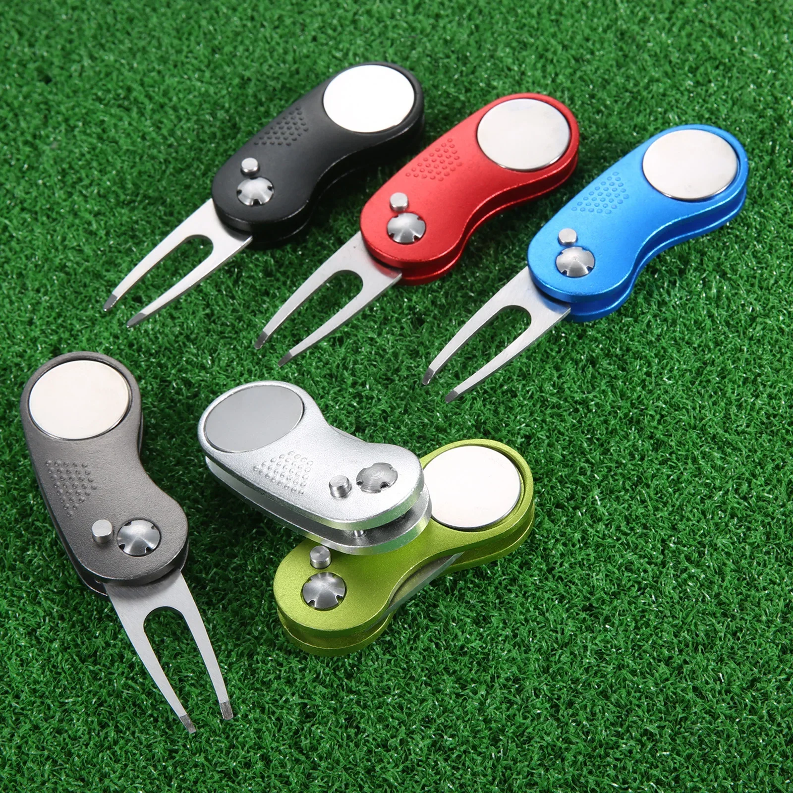 1Pc Stainless Steel Golf Divot Repair Tool Detachable Ball Marker Foldable Pitch Fork Golf Clean Tool for Golfer Lovers