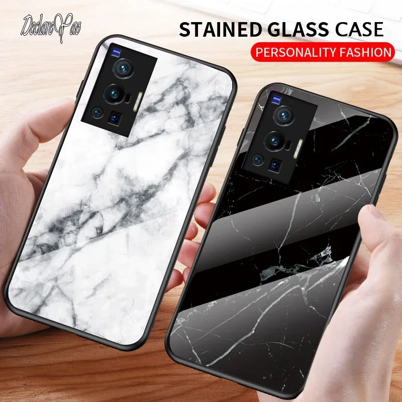 DECLAREYAO Tempered Glass Marble Patte Cover For VIVO X200 Pro Mini X100S X90 Plus X60 X50 X Note T2X X100 Ultra Hard Phone Case