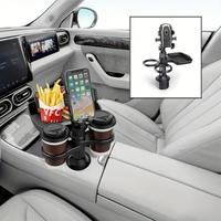 3-in-1 Detachable Car Cup Holder Tray-Expandable Food Table With 360° Rotating Design,Sturdy Base For Long Road Trips Table Tray