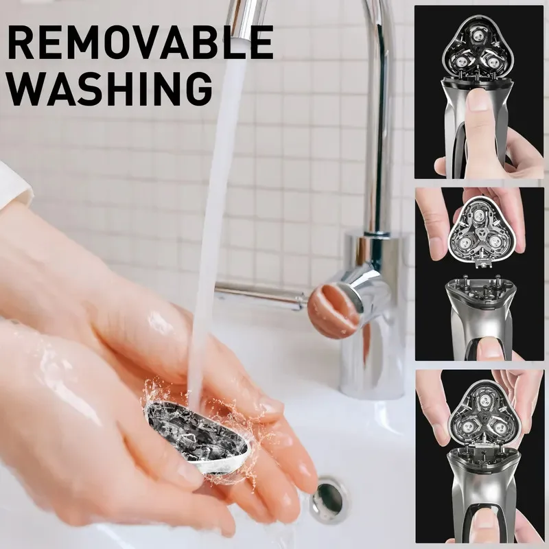 Electrical Rotary Shaver for Men 3D Floating Blade Washable USB Rechargeable Shaving Beard Machine