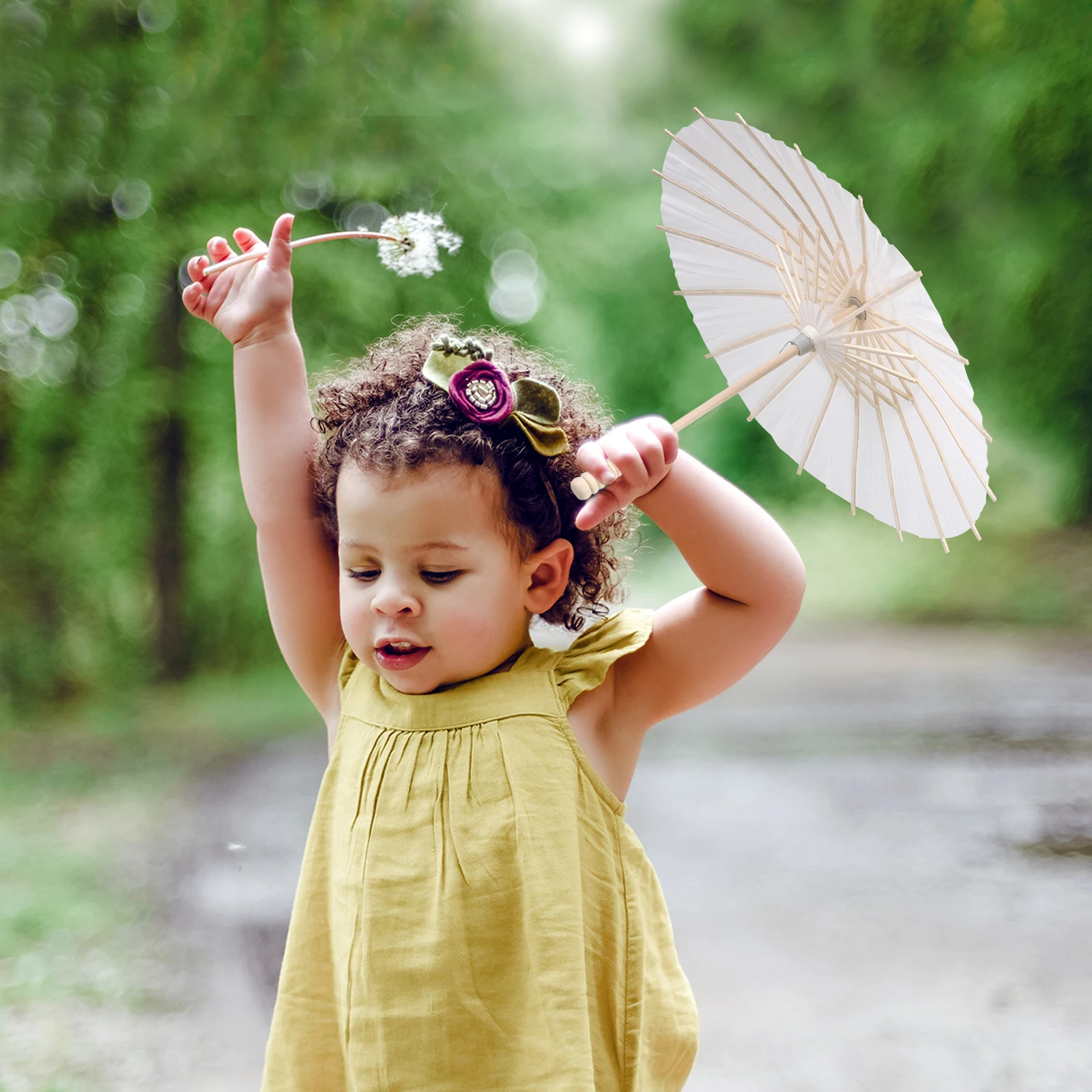 

4pcs Children Dance White Parasol Wedding Paper Bamboo Home Decor Fashion Accessory Paper Umbrella Parasol Sweet Delicate