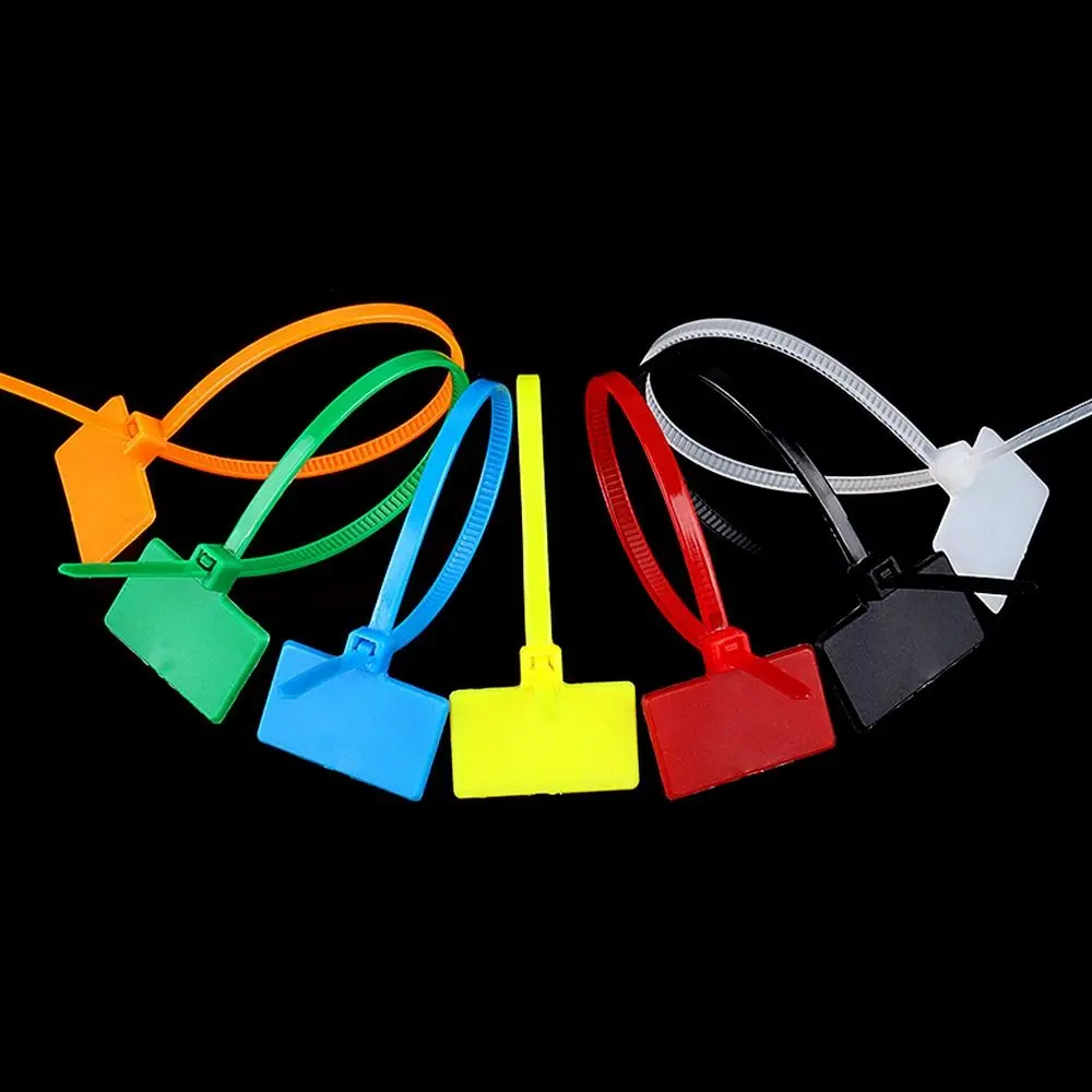 100pcs Plastic Loop Ties Markers Cable Easy Mark Nylon Cable Ties Tag Labels Tag Self-locking Zip Ties