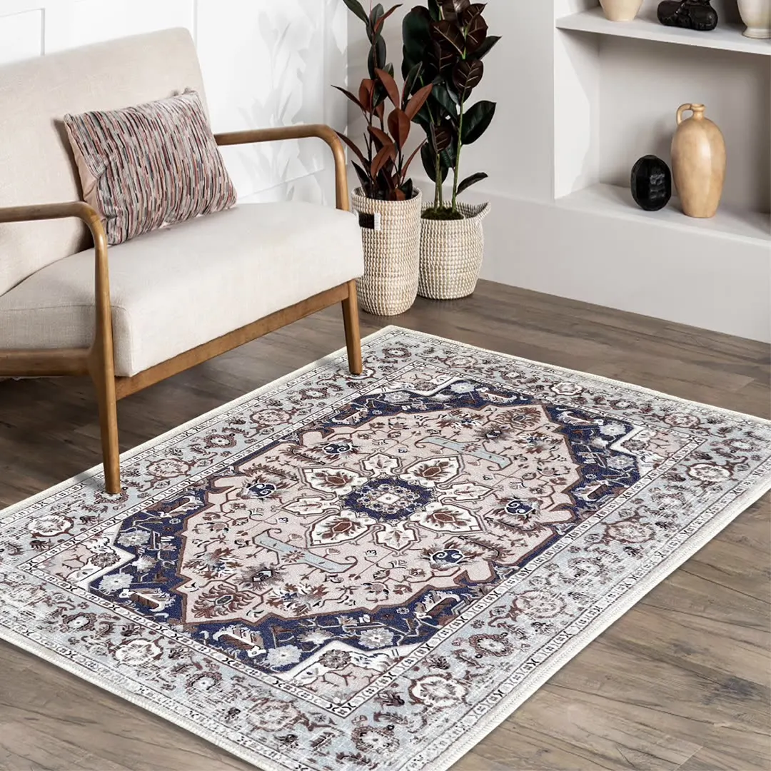 Estilo americano sala de estar tapete quarto vintage persa máquina lavável anti-skid tapete para salas alfombra