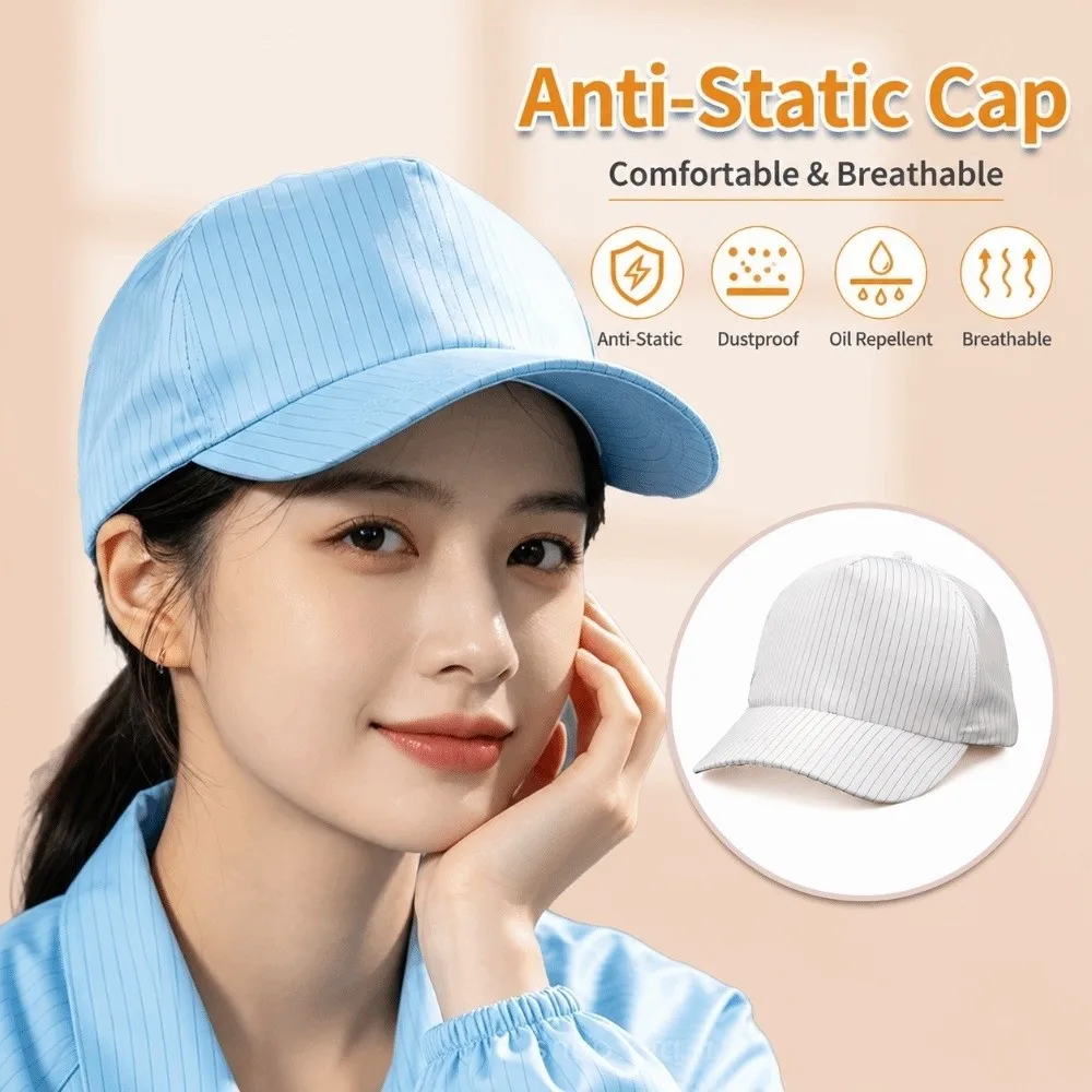 Hygienic Anti Static Dust Proof Hat Top Mesh Hard Tongue Work Hat Adjustable Washable Chef Hat Restaurant