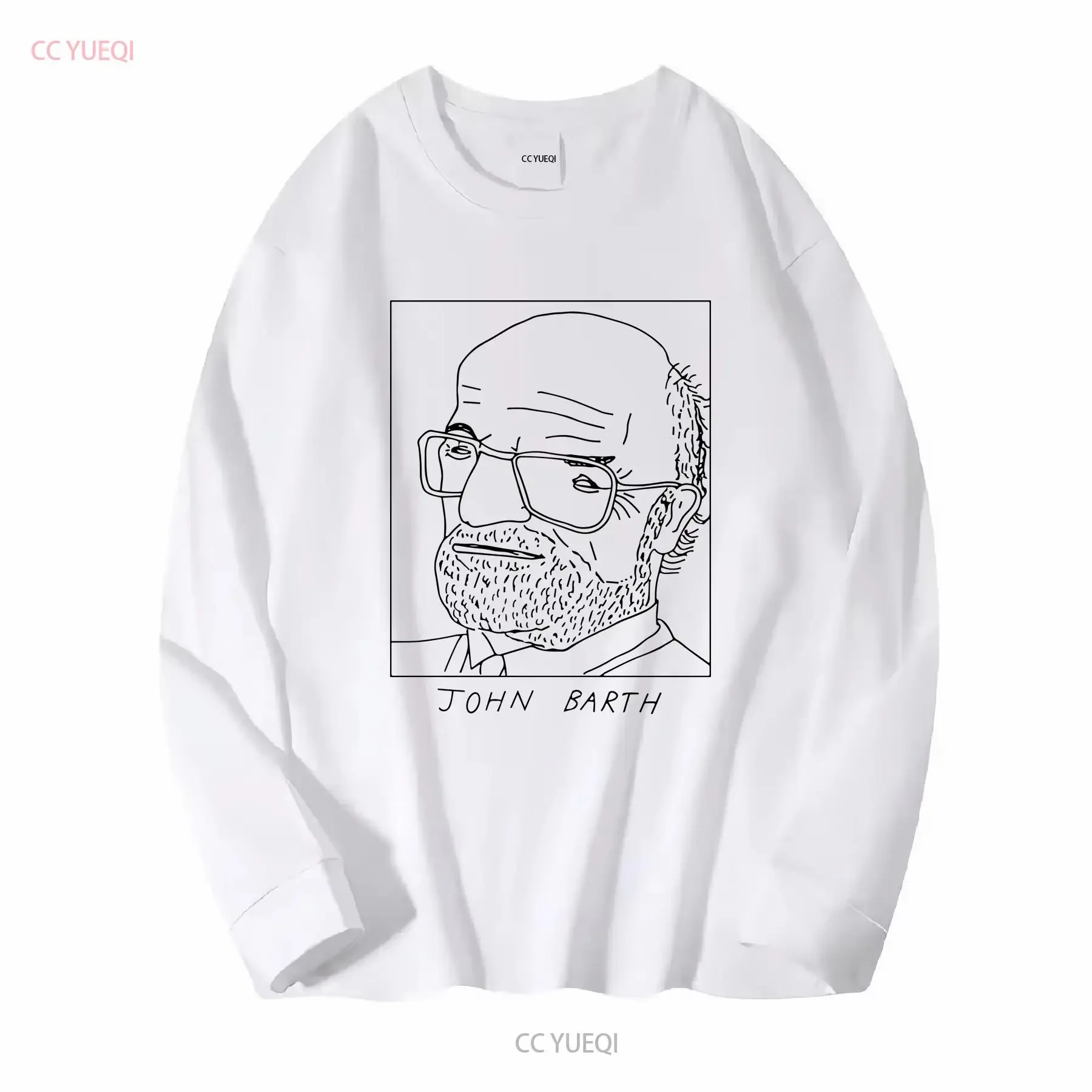 Badly Drawn Authors John Barth T Shirt FREE Worldwide Delivery long or short sleeves vintage Washed Top For Everyday Wear