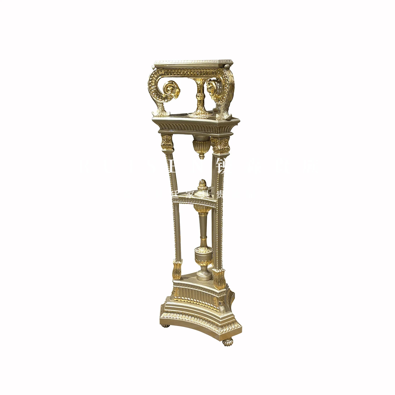 Solid Wood Flower Stand Palace Luxury Carved Storage Rack Floor-standing Neoclassical Flower Pot Stand