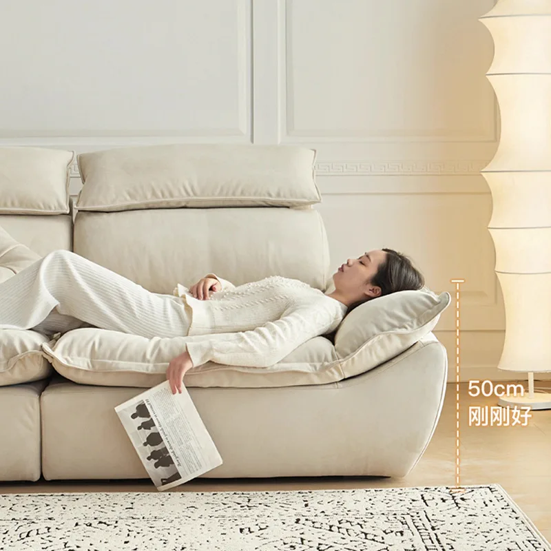 Customizable Adjustable Backrest Sailing Sofa French Cream Wind Fabric Sofa Large Sit Deep Lazy Sofa Foshan Furniture