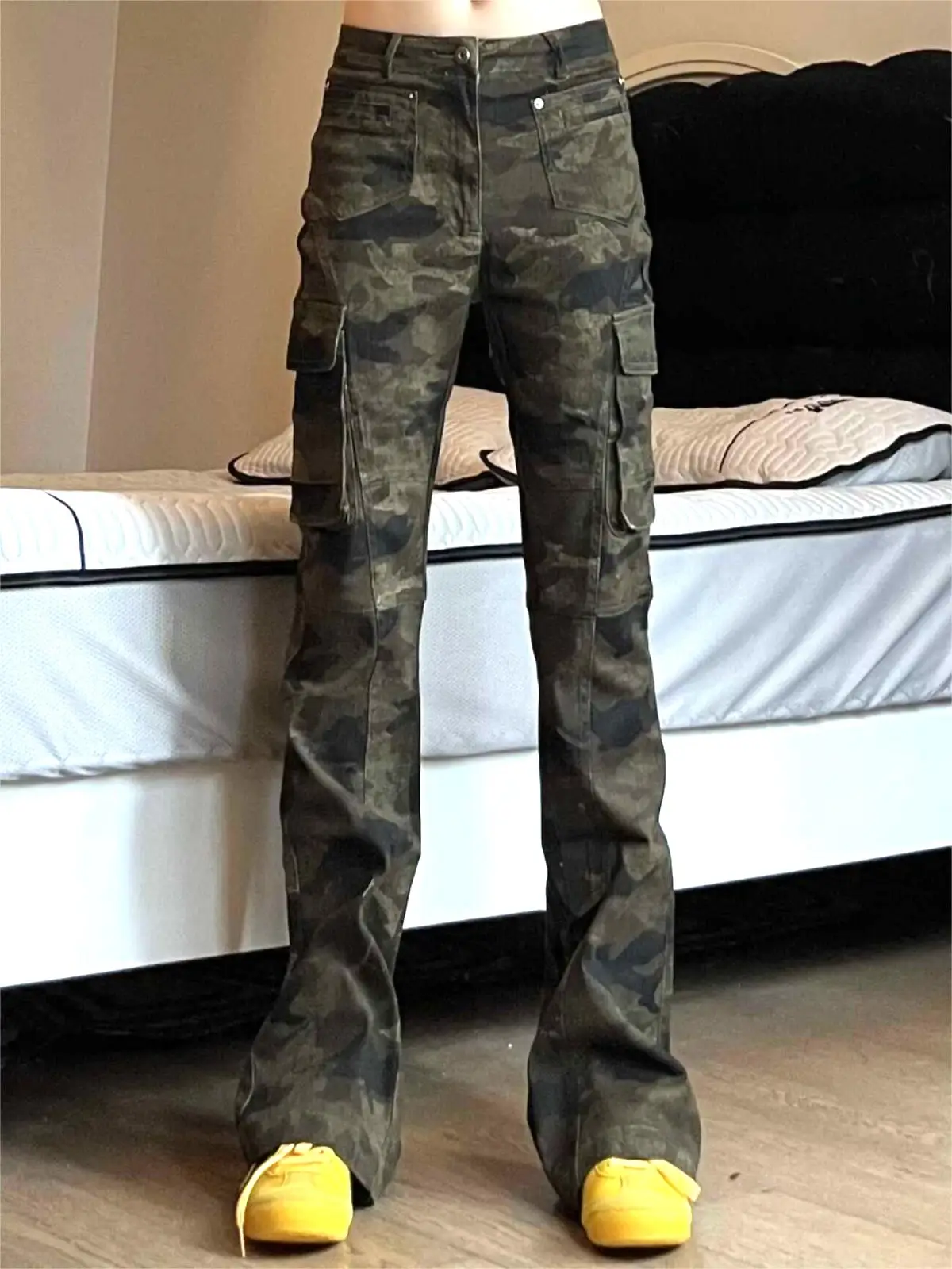American Retro Camouflage Multi-Pocket Slim Fit Workwear Casual Pants Men's Hip Hop Straight Leg Slimming Wide Variety Drapey...