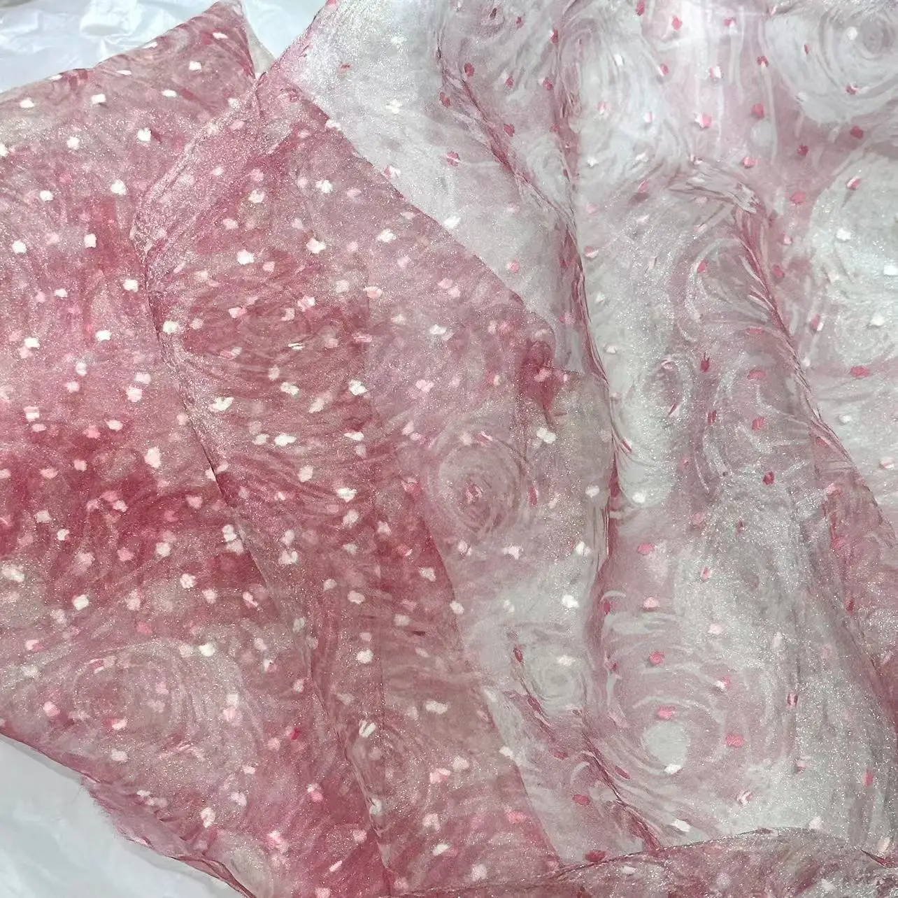 3D Puffy Organza Fabric with Van Gogh Starry Sky Print, Designer Cloth for Dresses, Flower Wrapping and Hand‑made DIY Materials