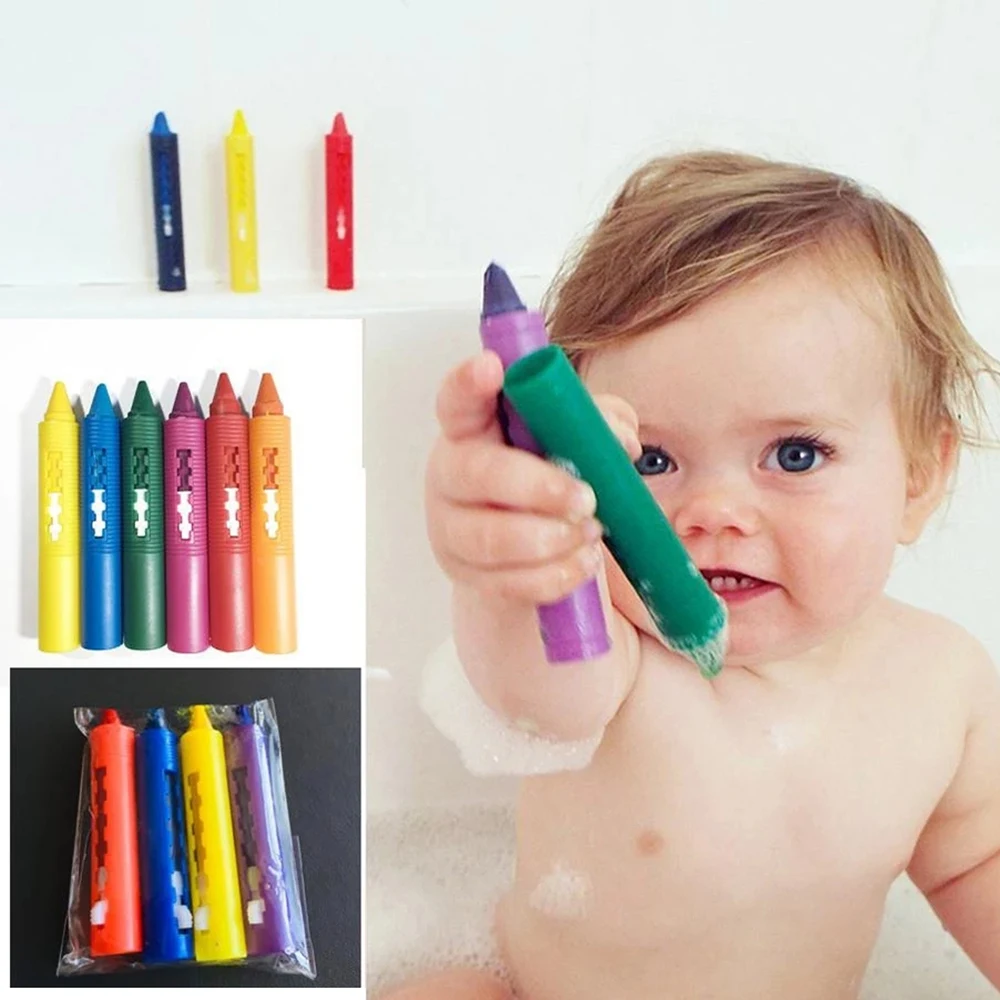 6Pcs Bathroom Crayon Erasable Graffiti Toy Washable Doodle Pen for Baby Kids Bathing Toy Crayons