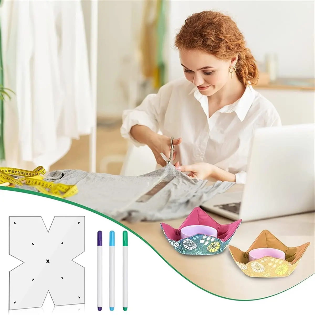 2026 NEW 3pcs Acrylic Bowl Cozy Template Set with Water Soluble Pens for Sewing, Sizes 8/10/12 Inches