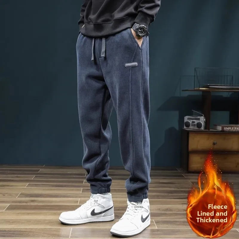 

Thiened Fce Loose Casual Pants for Men Autumn Winter Corduroy Wear Resistant Dirt Proof Work Long Trousers Leisure Pants