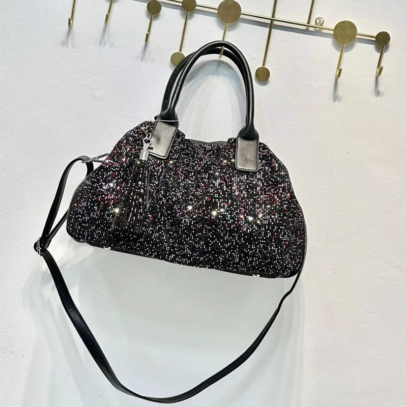 

New shiny Diamond handbag 2024 Trend Fashion shiny large capacity single shoulder Crossbody shopping travel women's large bag