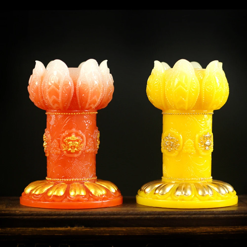 

Large hand cranked prayer wheel base, Resin imitation colored glaze scripture tube Lotus base, Home religious decoration crafts