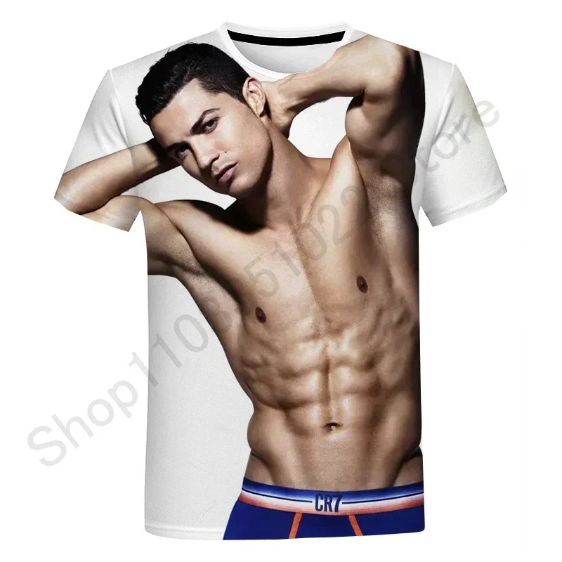 تي شيرت كريستيانو رونالدو نجوم كرة القدم للرجال ، رقبة مستديرة ، طباعة ثلاثية الأبعاد ، رائع ، أكمام قصيرة ، هيب هوب ، كاجوال ، موضة صيفية ، جديدة