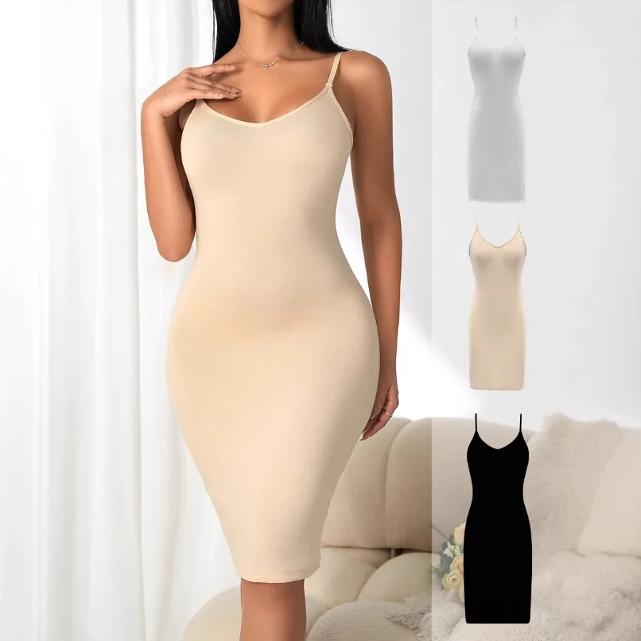 

【New style】2026 hot women's sling solid color tight female feel waist and hip lifting women's body shaping dress