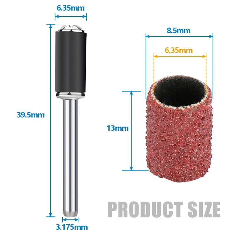 XCAN 11-102pcs 6.35mm Sanding Drum Kit 80 100 120 Grit Sanding Band Sleeves For Electric Mini Angle Grinder Sanding Mandrels