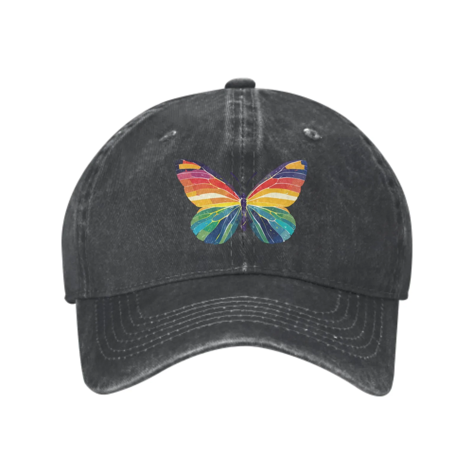 Butterfly Illustration Baseball Cap for Men Women Vintage Trucker Denim Hat Washed Cotton Fashion Unisex Adjustable Sports