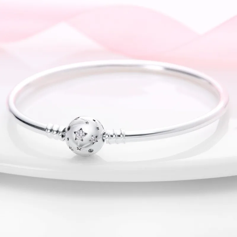 925 فضة 17-20 سنتيمتر الكلاسيكية مجموعة مع الزركون درب التبانة سوار صالح Charms بها بنفسك Charms الخرز موضة النساء مجوهرات