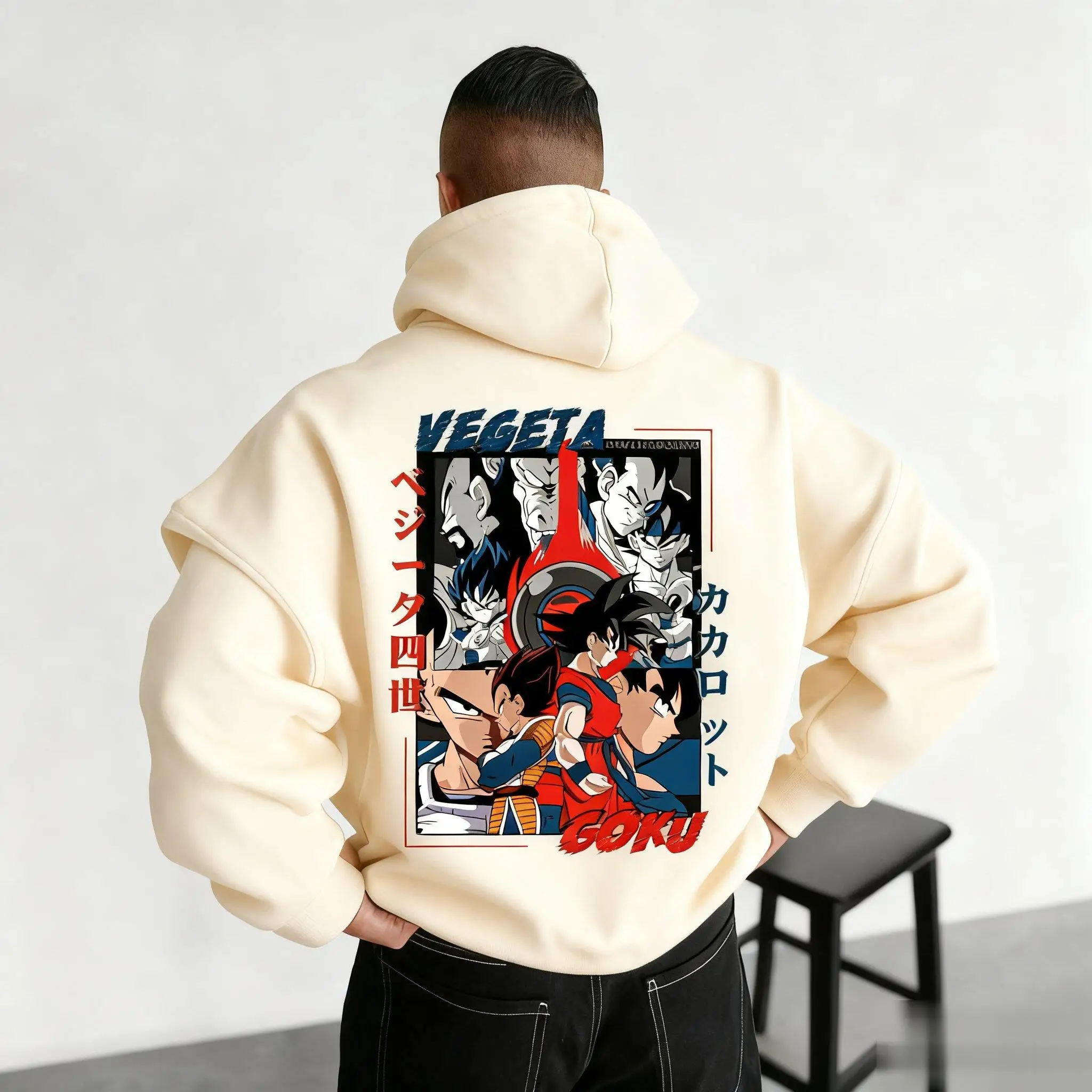 ドラゴンボールアニメ悟空ベジータプリントパーカー男性女性カジュアルストリートコスプレプルオーバースウェットシャツ新ファッショングラフィックパーカー
