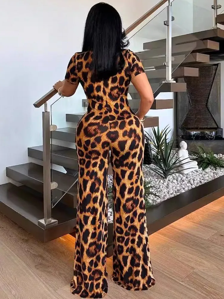 2 Piece Sets Women Streamer V-Neck Wide Leg Straight Jumpsuit 2024 Summer Sexy Party Evening INS Playsuit Two Piece Suit Romper