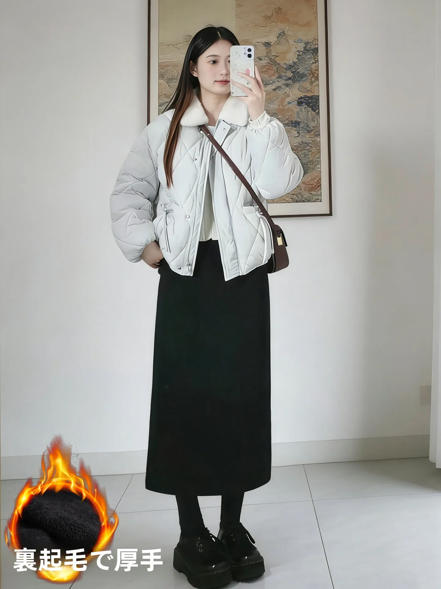 

Thiened Fce Winter High Waist Wrap Body Skirt Mid-Length Woolen f Skirt for Women Straight Cut One-Step Split Skirt