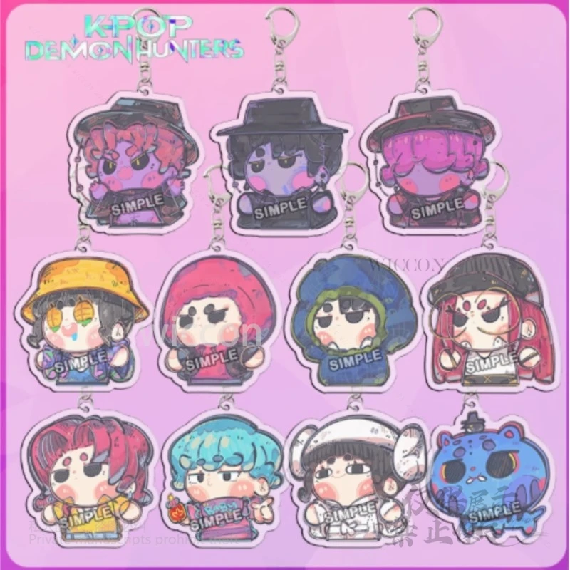 Anime Demon Hunters K-Pop Mira 키 체인 미스터리 베이비 로맨스 Jinu Zoe Abby 펜던트 컬렉션 열쇠 고리 여성 할로윈 파티