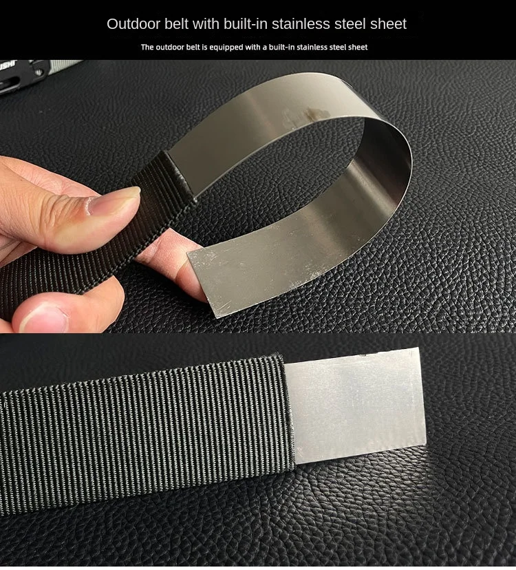 Quick Release Nylon Tactical Belt Anti Deform Inner Steel Sheet Framework One Hand Operated Buckle Reinforced Strap