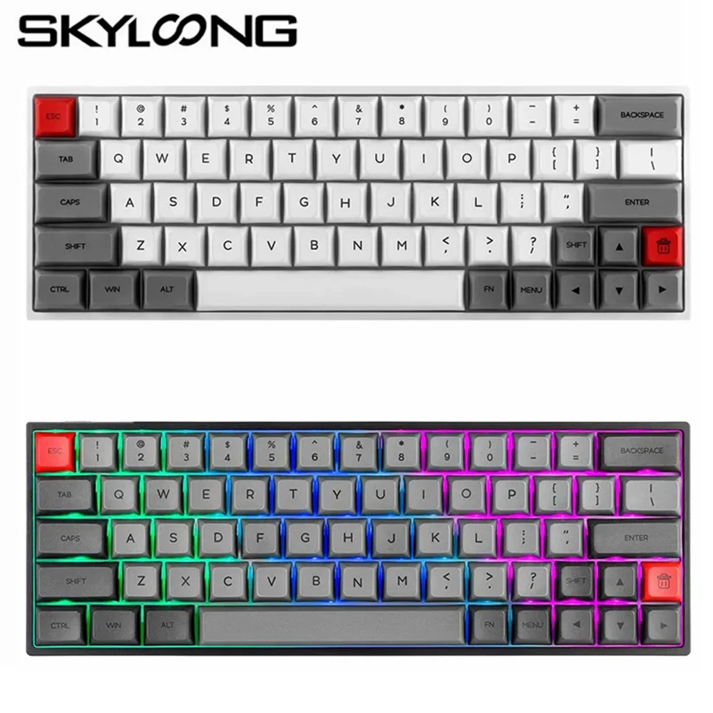 

Механическая игровая клавиатура Skyloong SK64, 64 клавиши, популярная сменная, с RGB подсветкой, оптический переключатель, колпачки клавиш PBT, клавиатуры для Win/Mac