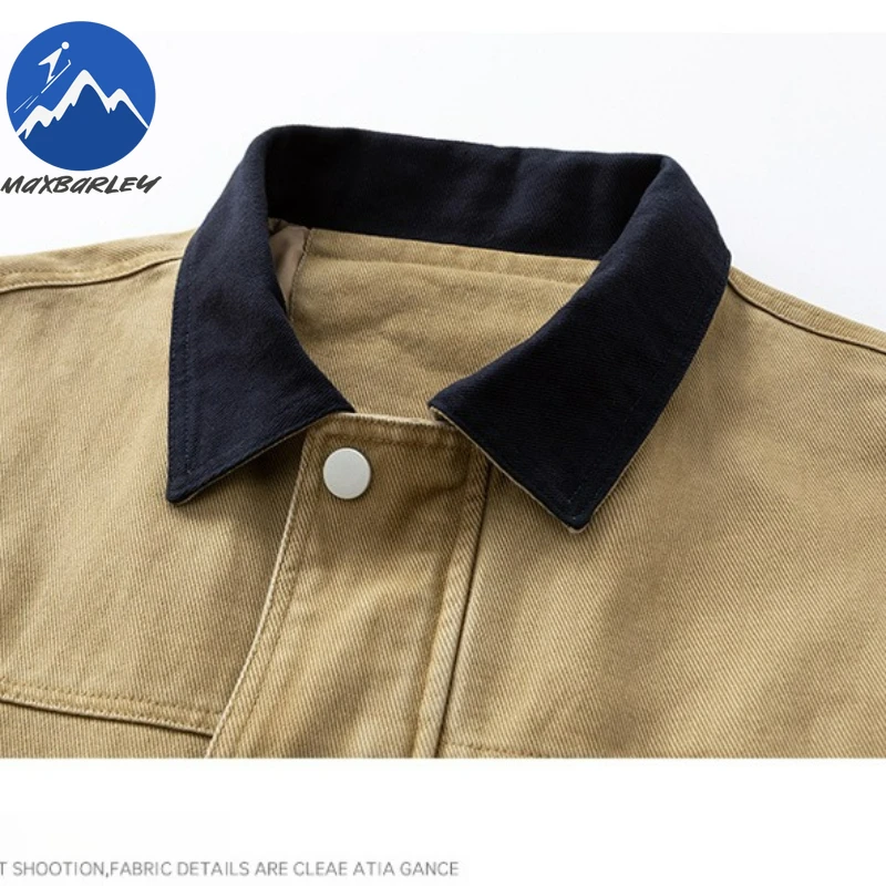 Maxbarley Men Bomber Jacket Windbreakers Zipper Cotton Coat Man Loose American Style Vintage Cargo Outwear 2025 Autumn Clothing