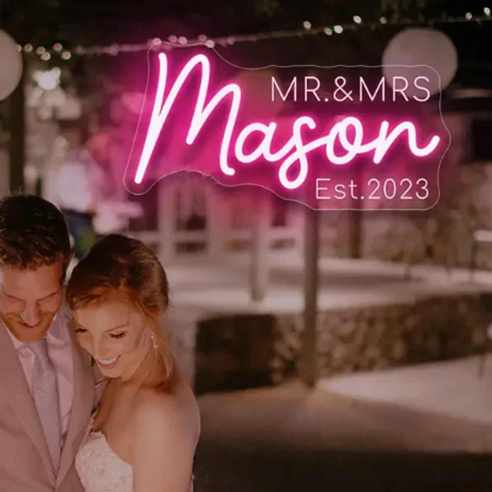 Name Custom Neon Sign Wedding Led Wall Decor Dimmable Room Decoration For Wedding Party Home Engagement Proposal Ceremony Lamp