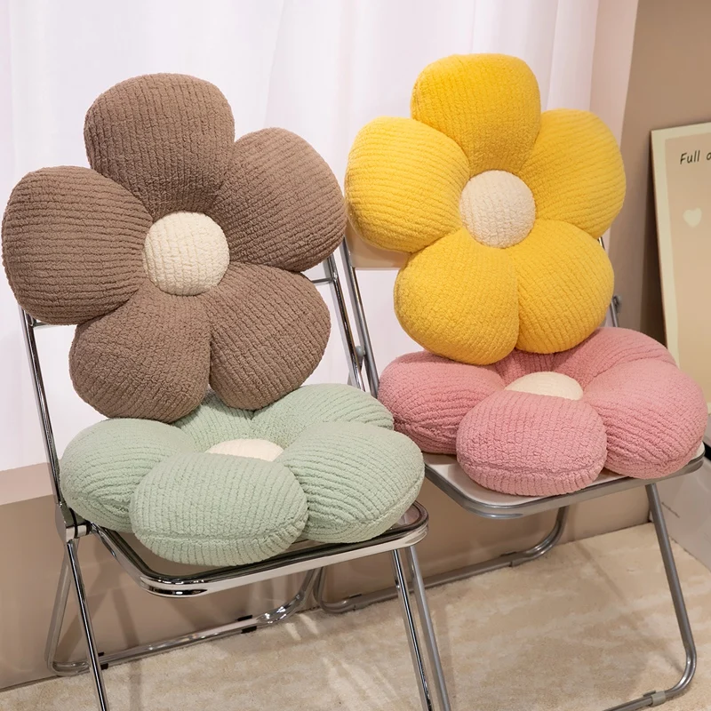 Almofada de Pelúcia Floral Fofa de 40cm-65cm, Almofada de Assento Macia em Formato de Planta Margarida, Pelúcia Floral Bonita para Sofá, Cadeira e Soneca