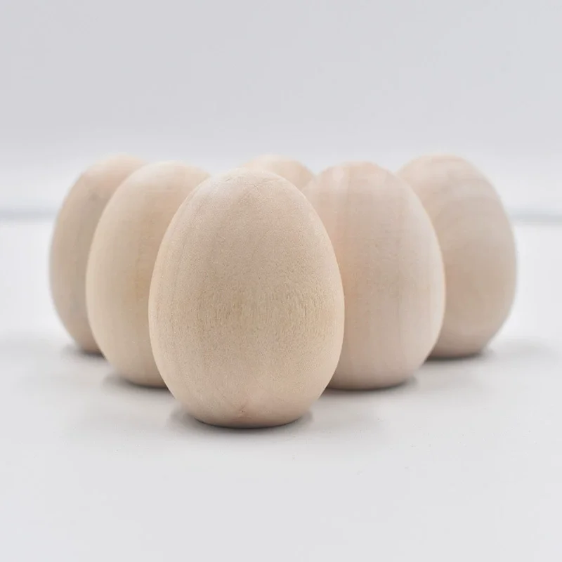 12/24pcs Unfinished Wooden Eggs, Smooth Solid Wood Faux Eggs for DIY Craft, Easter Decor, Painting, Staining, Baby Shower