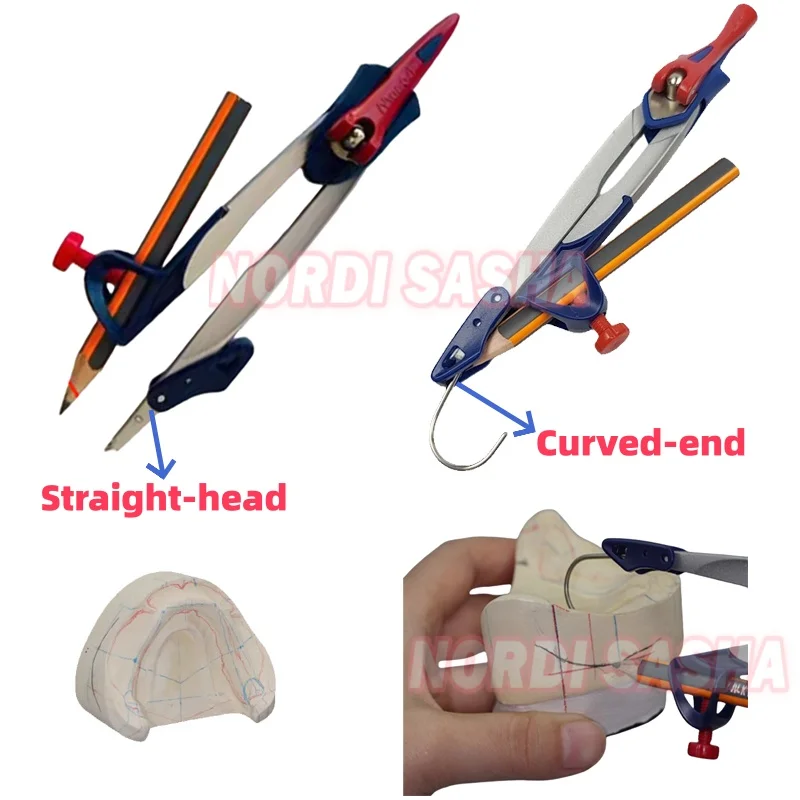 1Box Dental Profile Measuring Compass Denture Model Analysis Tool Denture Round Gauge Alveolar Ridge Arc Top Line Transfer