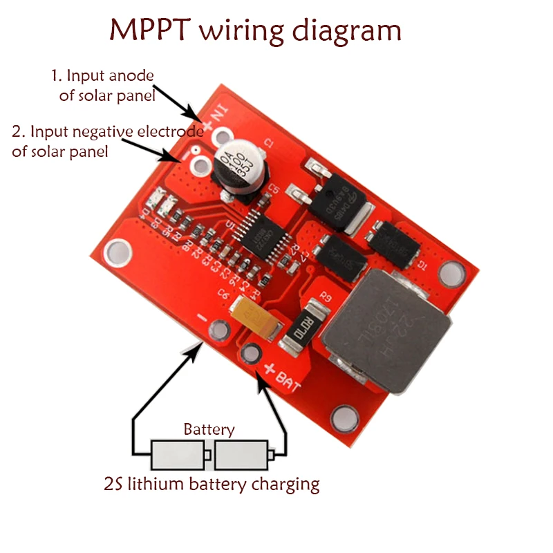 BMS 2S 3A 12V/18V MPPT Solar Charge Controller 7.2V 7.4V 8.4V CN3722 Lithium Battery Charge Control Module with Heat Dissipation