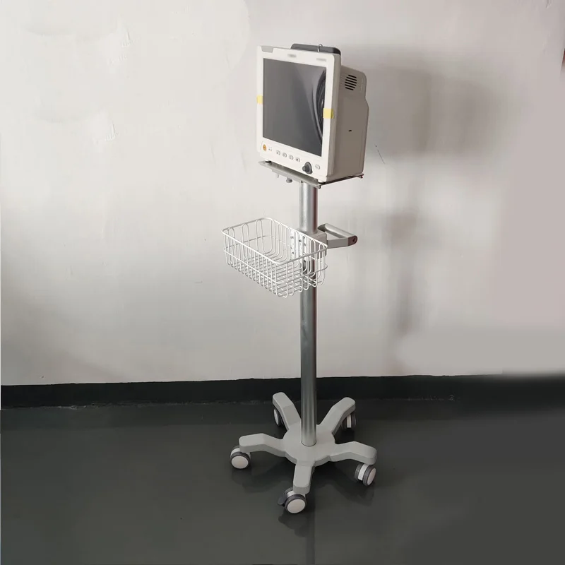 Medical Standing Trolley Rolling Cart Aluminium Alloy Trolley For Mindray Edan Biolight Nihon Kohden Umec Patient Monitor