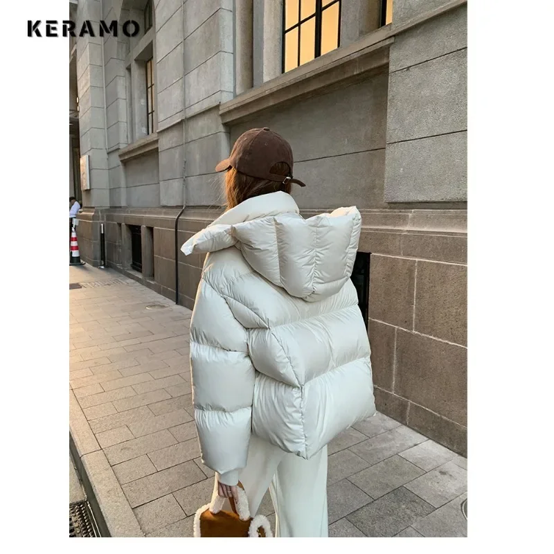 2024 Winter American Retro Style Solid Single Breasted Parkas Warm Thick Jacket For Women Casual Outerwear Vintage Zipper Coat