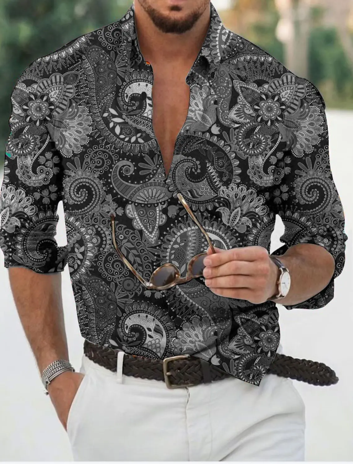 

Men's Shirt Graphic Shirt Floral Turndown 3D Print Daily Holiday Long Sleeve Button-Down Clothing Apparel Casual Breathable